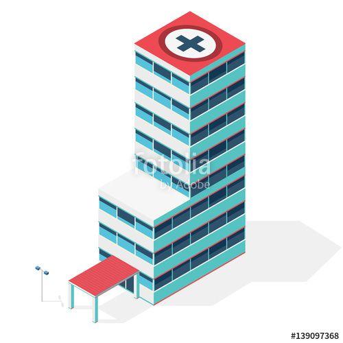 3D Hospital Logo - Medical isometric building. 3d hospital isometric building isolated ...