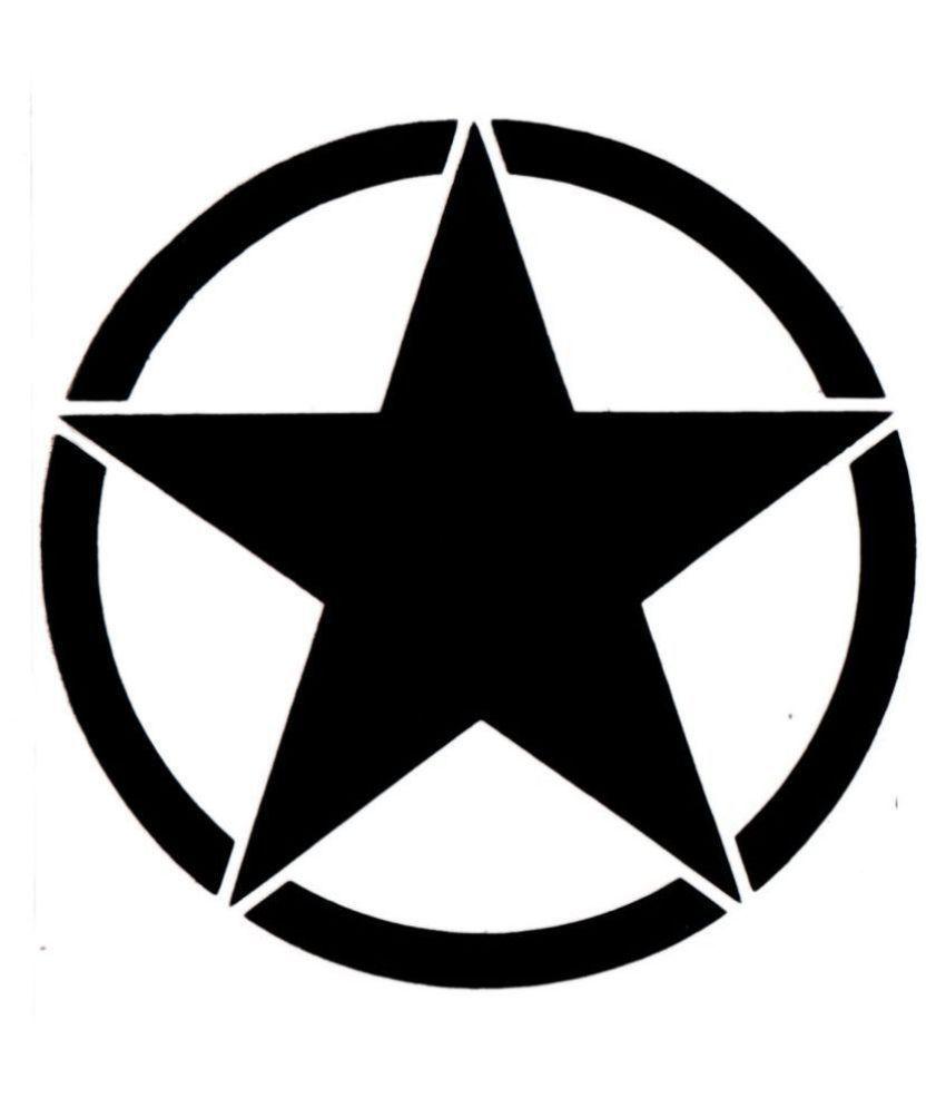 Black Star with Circle around Logo - High Quality Precut Waterproof Round Black Star Sticker for Car ...