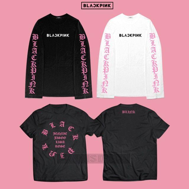 Black Pink Logo - BLACKPINK Round Name Logo Long Sleeve T shirt-in T-Shirts from Men's ...