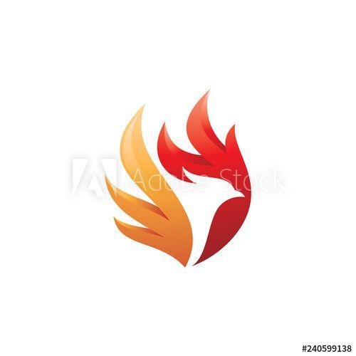 Fiery Bird Phoenix Logo - Fire bird phoenix logo design, falcon, eagle, hawk and wing vector