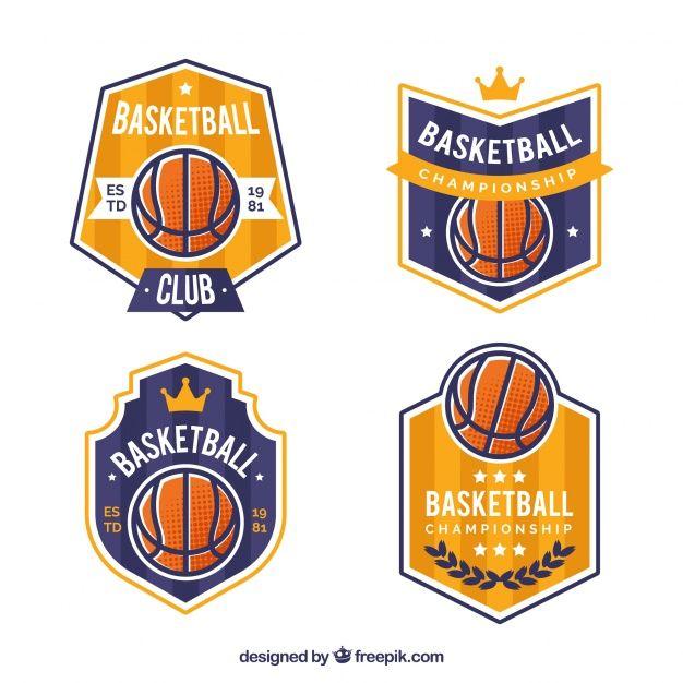 Blue Basketball Logo - Golden and blue basketball logo collection Vector
