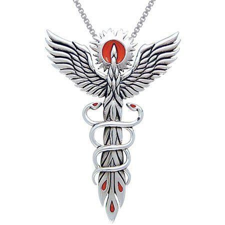 Fiery Bird Phoenix Logo - Shop Sterling Silver Rising Phoenix Fire Bird with Snakes Necklace