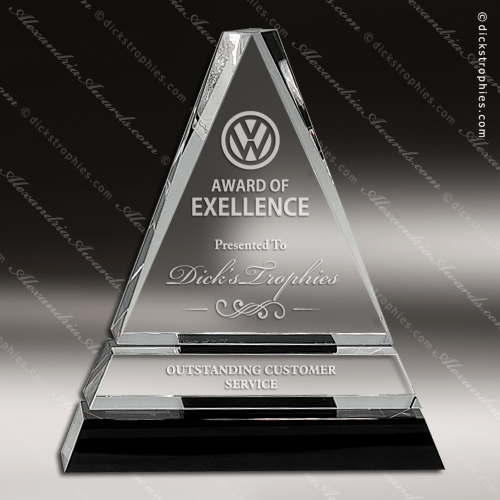 Black and a Triangle Shaped Logo - Crystal Black Accented Split Triangle Triad Trophy Award Triangle ...