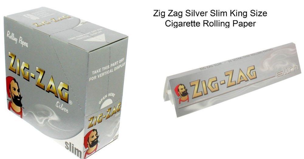 Silver Zig Zag Logo - Zig Zag Silver King Size Slim Rolling Paper 5 10 25 50