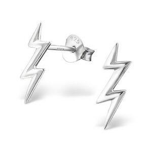 Silver Zig Zag Logo - Sterling Silver 925 Lightning Bold Zig Zag Stud Earrings | eBay