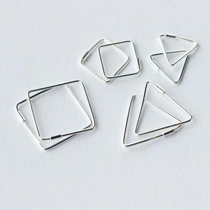 Black and a Triangle Shaped Logo - Triangle Shaped Piercing Hoop Earring. narvaymarket