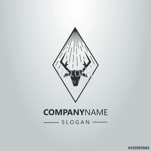 Black and a Triangle Shaped Logo - black and white deer head logo with sunrays in a diamond-shaped ...