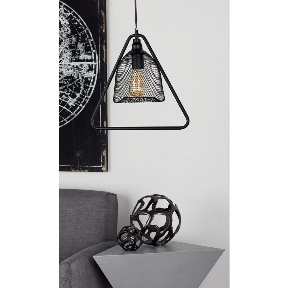 Black and a Triangle Shaped Logo - Litton Lane 15 In. Black Pendant Light With Inverted Dome Shaped