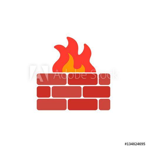 Firewall Logo - Brick wall and fire icon vector, filled flat sign, solid colorful ...