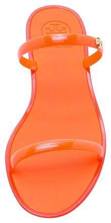 Orange Poppy Logo - Women's New Style FootWear Tory Burch Jelly Slide Flat Rubber Gold