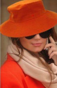 Orange Poppy Logo - AUTH HERMES ORANGE POPPY CHAPEAU FEMME PICARDIE BUCKET HAT 