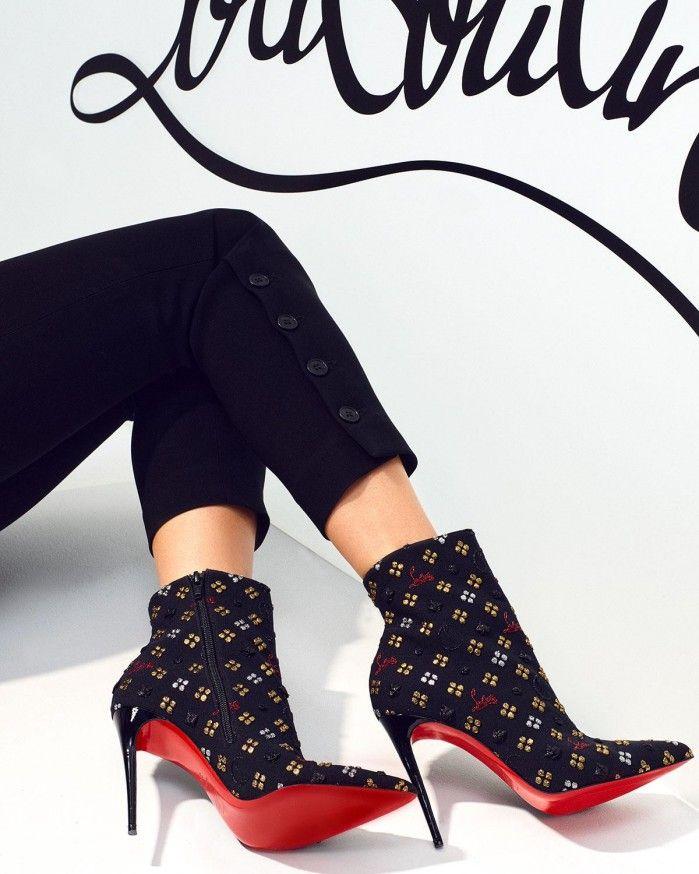 Red Sole Logo - Christian Louboutin So Kate Logo Embroidered Red Sole Booties