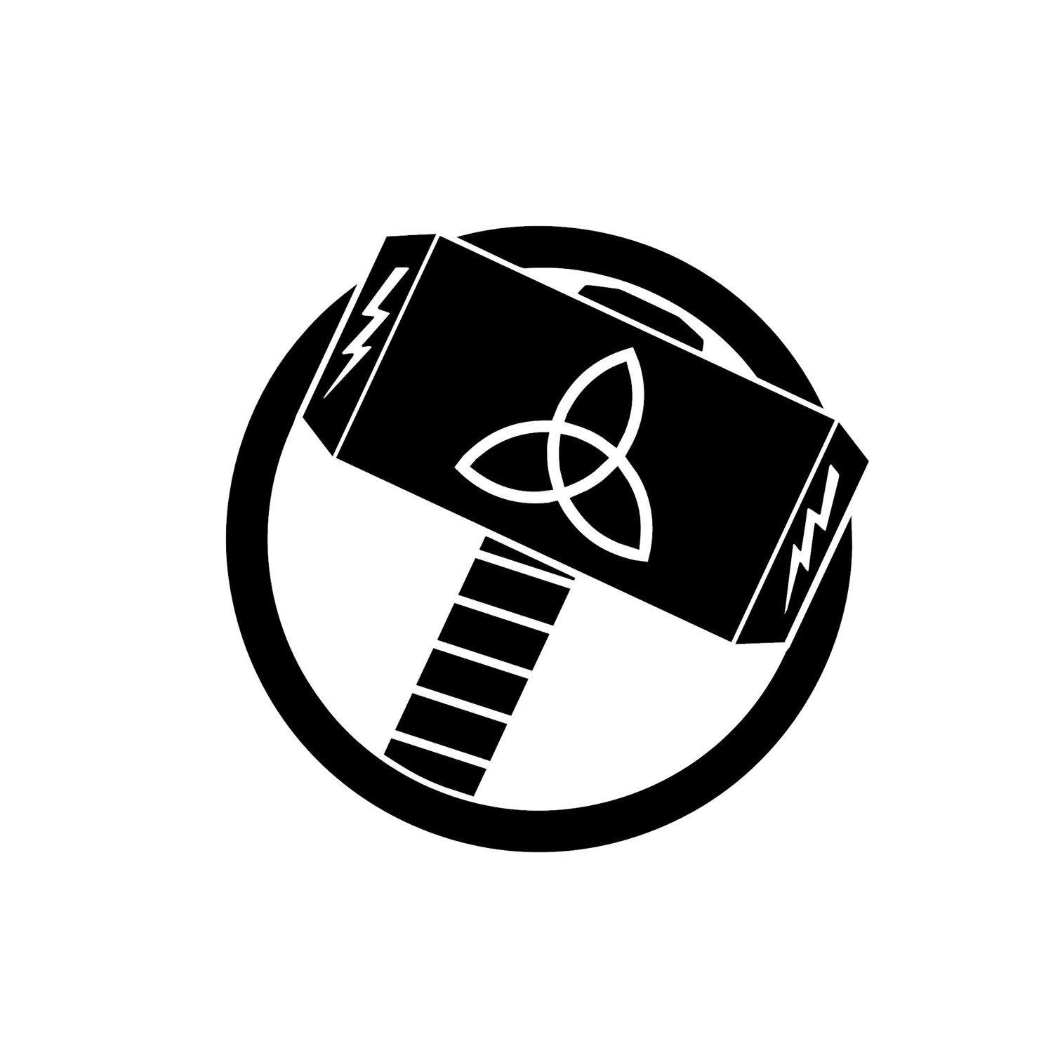 Black and White Thor Logo - Thor's Hammer Symbol Vinyl Decal | Etsy