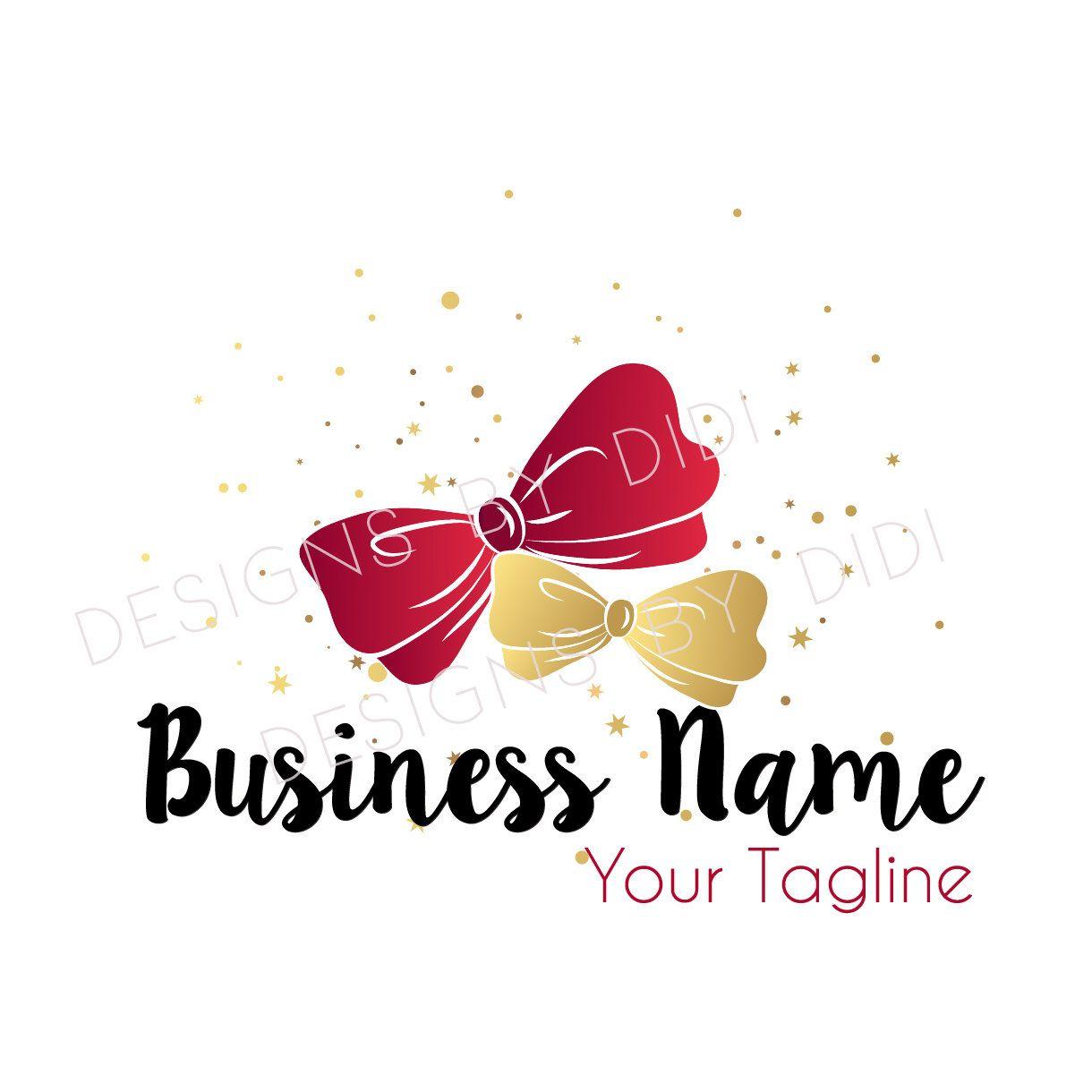 Red Boutique Logo - Bow red gold circle, gold red logo design, sparkle bow gold