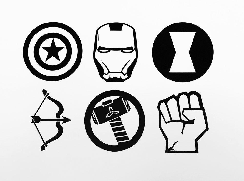 Black and White Thor Logo - Avengers Decal Set Man, Captain America, Thor