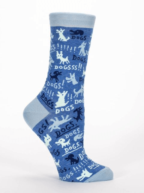 White and Blue Q Logo - Blue Q Womens Crew Socks Dogs - Granite House Fort William