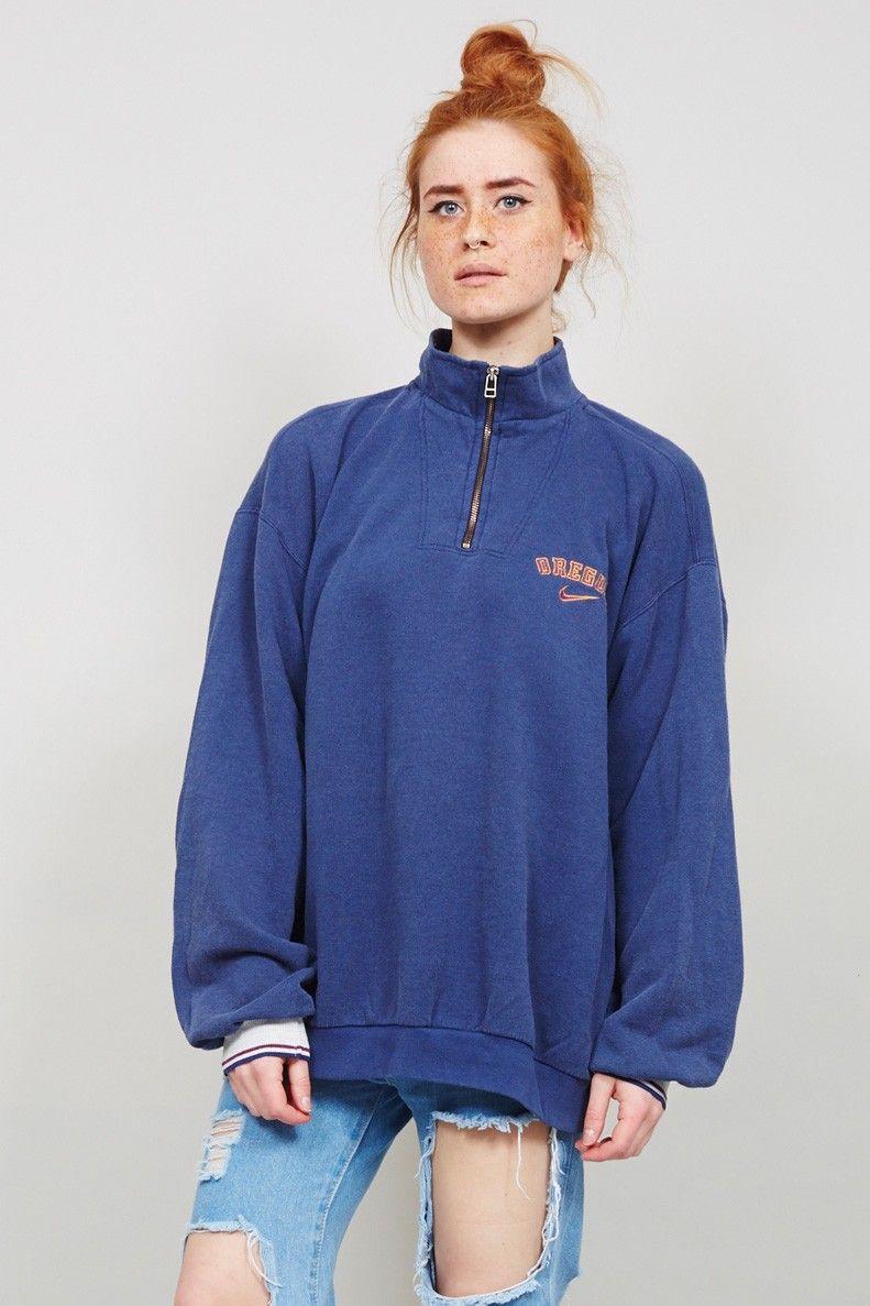 Navy Blue Nike Logo - Vintage 90's oversized navy blue Nike Oregon logo sweater ...