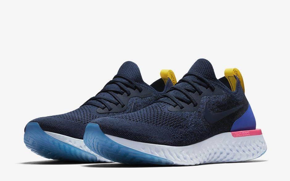 Navy Blue Nike Logo - EPIC REACT FLYKNIT 'COLLEGE NAVY/RACER BLUE'. Nike.com (MA)