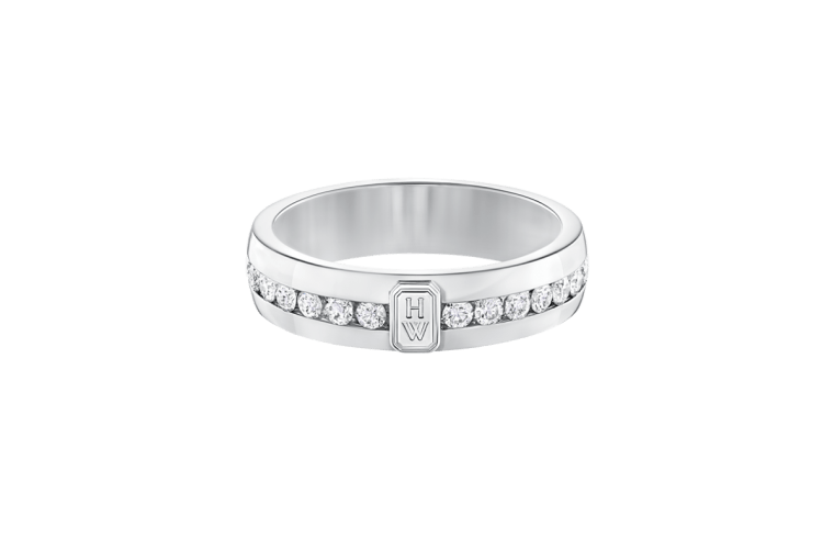 White Ring Logo - HW Logo White Gold Diamond Ring | Harry Winston