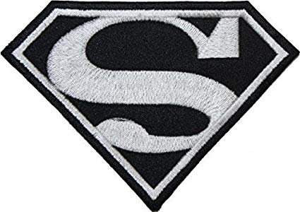White Superman Logo - Superman Classic Black & White Logo EMBROIDERED PATCH