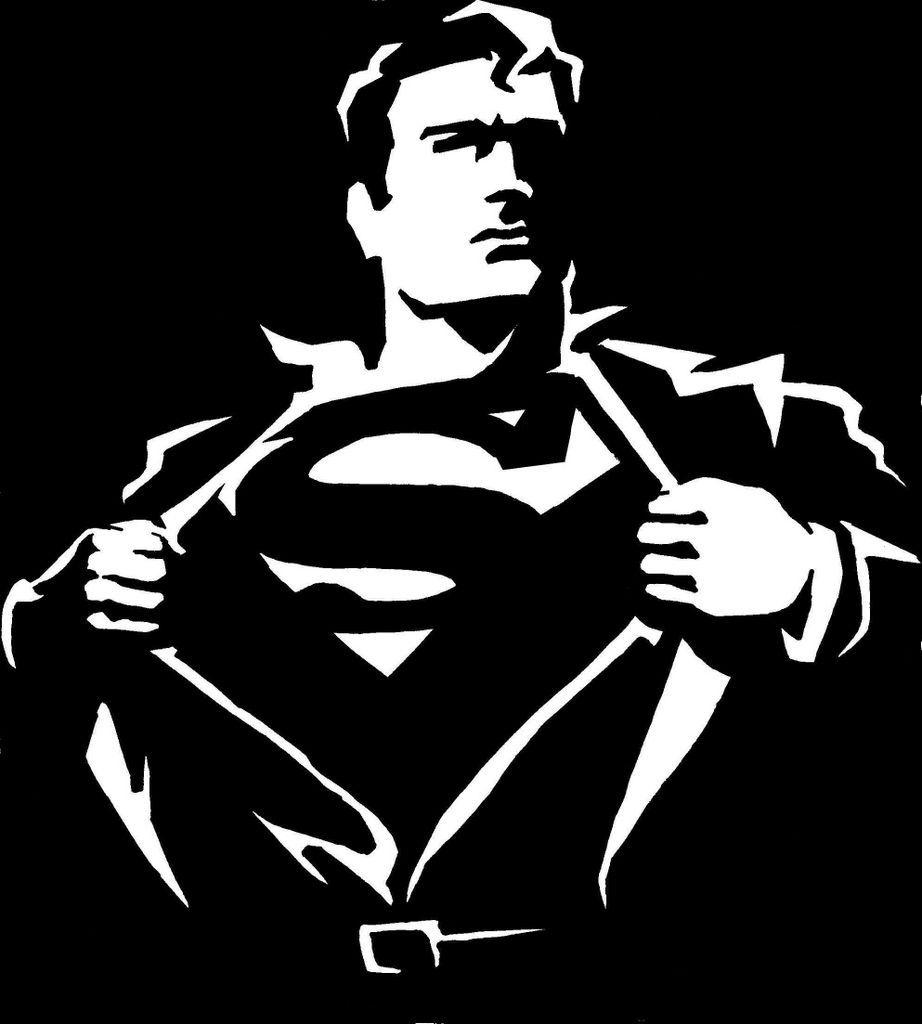 superman clipart black and white