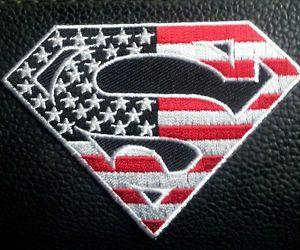 White Superman Logo - Superman logo US flag red and white EBMROIDERED IRON ON PATCH | eBay
