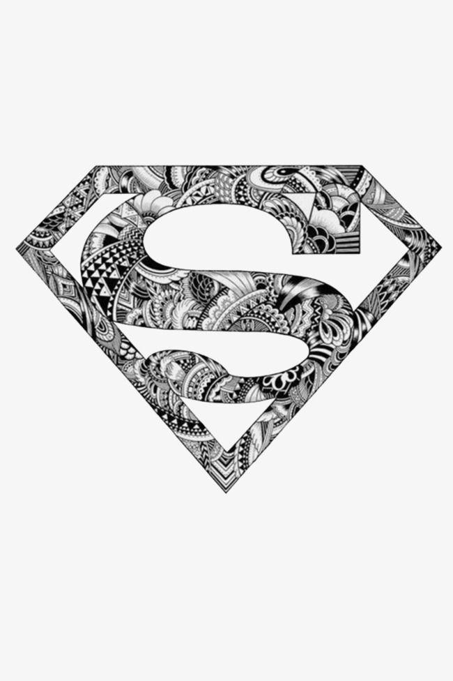 Black and White Superman Logo - Superman Logo In Black And White Decorative Material, Superman ...