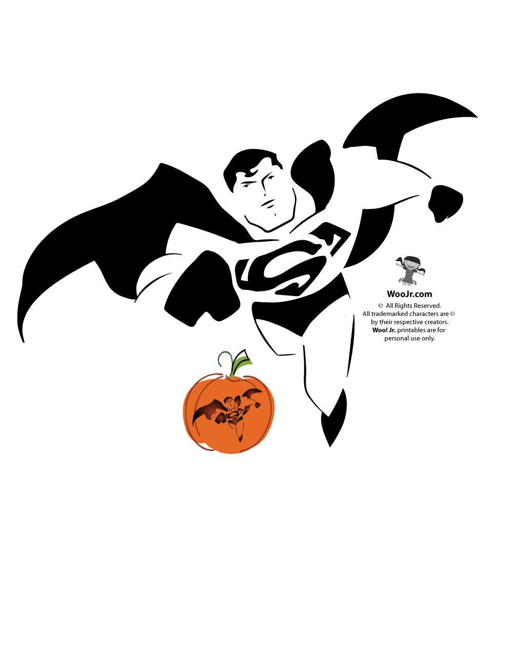 Pumpkin Superman Logo - Superman, Batman, Wonder Woman & DC Comics Villains Pumpkin Stencils ...
