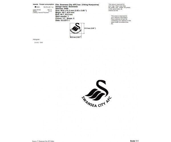 Swansea City Logo - Swansea City AFC logo machine embroidery design for instant download