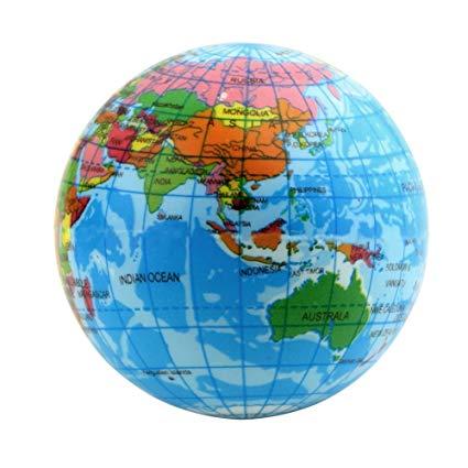 World Map Globe Logo - World Map Foam Earth Globe Stress Relief Bouncy Ball
