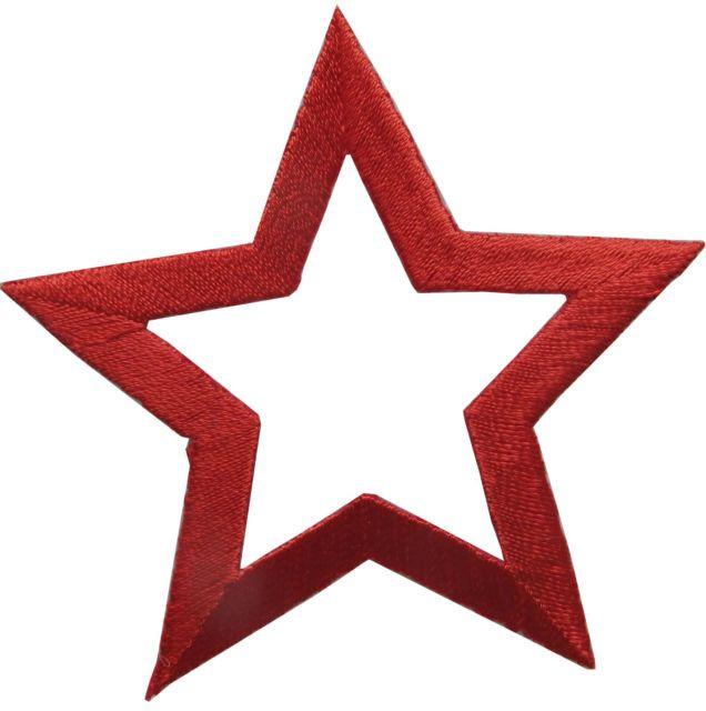 Hollow Red Star Logo - Embroidery Iron on Red Hollow Star Applique Patch