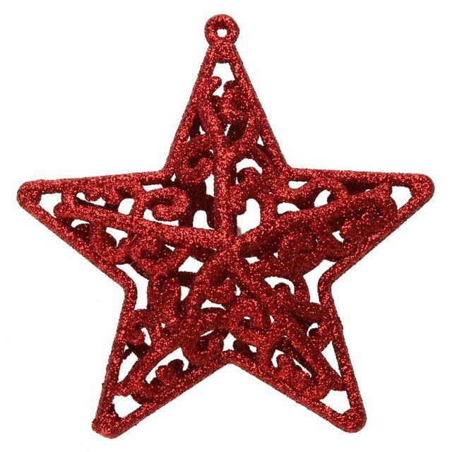 Hollow Red Star Logo - Christmas Tree Decoration Hollow Five pointed Star Snowfake Flower ...