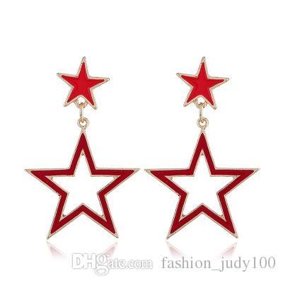Hollow Red Star Logo - New Hollow Star Dangle Ear Ring Red Pink Simple Fahshional Earring