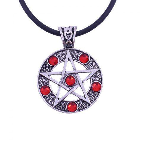 Hollow Red Star Logo - Carved Gemstone Satan Logo Hollow Five Pointed Star Pendant