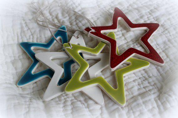 Hollow Red Star Logo - ONE Hollow Red Star Christmas Ornament Artisan Crafted