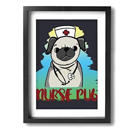 Nursing Dog Logo - Kingsleyton Nurse Pug Dog Pet Nursing Modern Framed