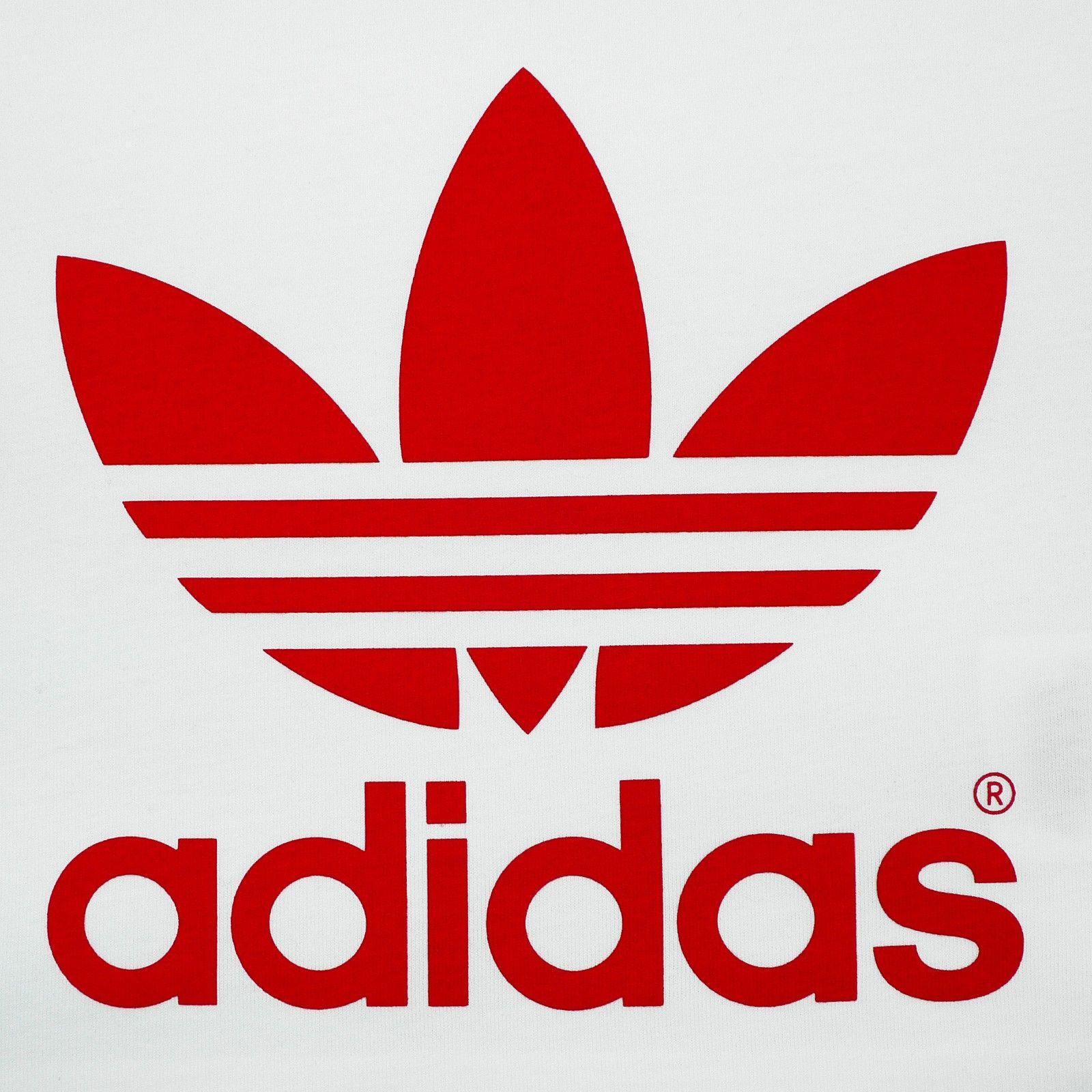 Red Adidas Logo - Adidas Originals Children Trefoil Tee Boy's T-Shirt Cotton White Red ...