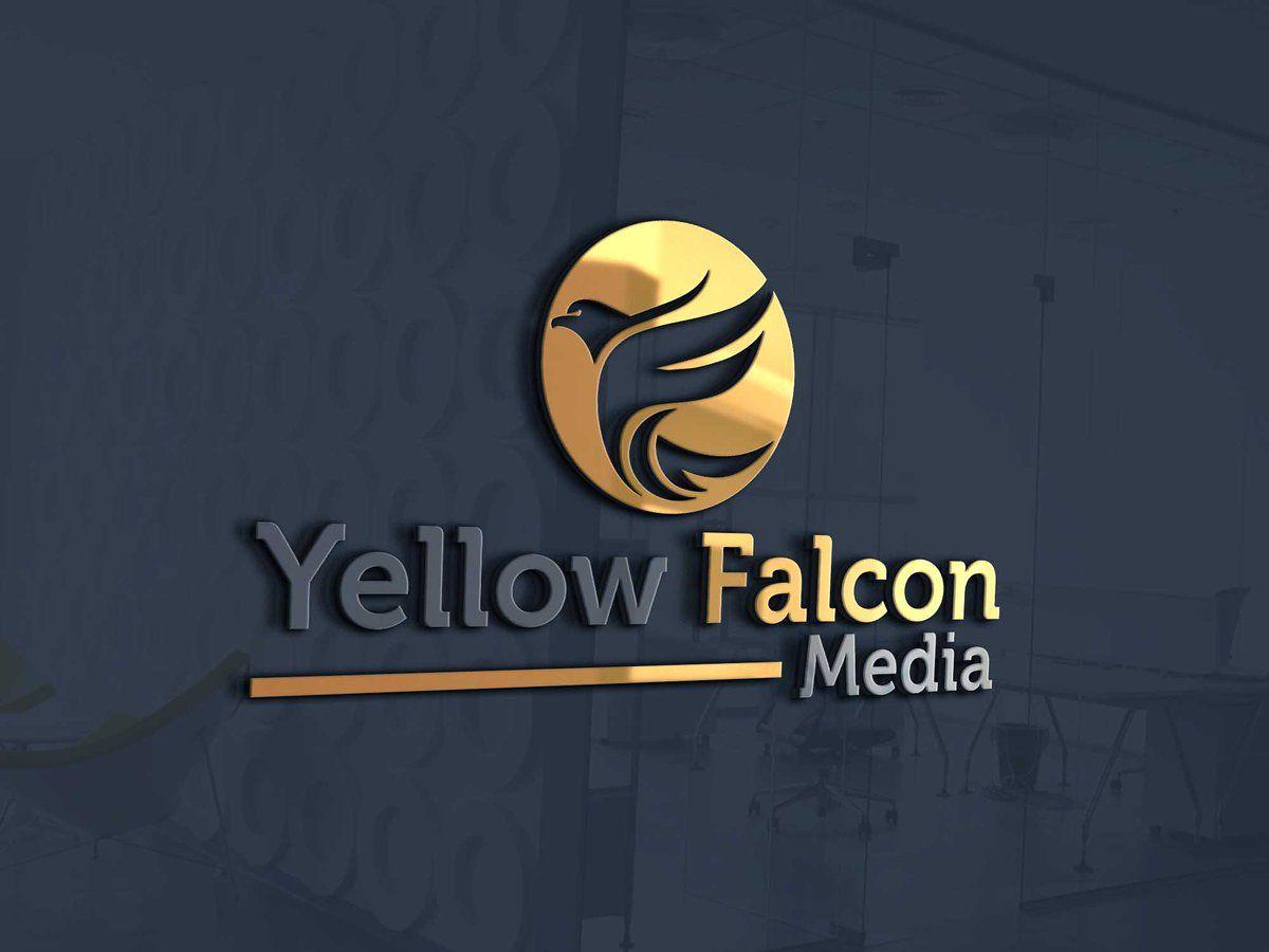 Blue and Yellow Falcon Logo - Yellow Falcon Media