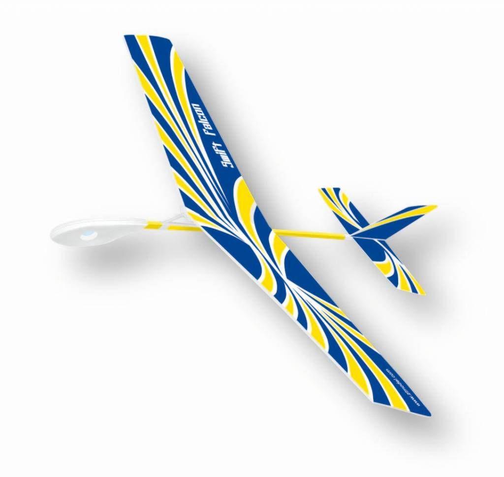 Blue and Yellow Falcon Logo - Park Pilots Swift Falcon Rubber Band Wind Up Glider Blue yellow ...