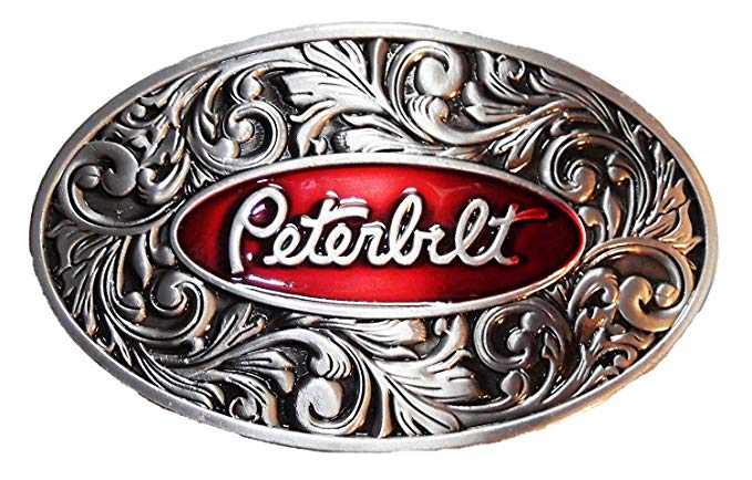 Peterbuilt Logo - Peterbilt Logo On Red Enamel With Antique Pewter Finish