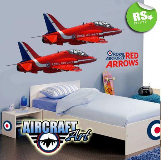 Two Red Arrows Logo - 2 Red Arrows Aeroplane Air Force Wall Sticker Plus Logos Bedroom ...