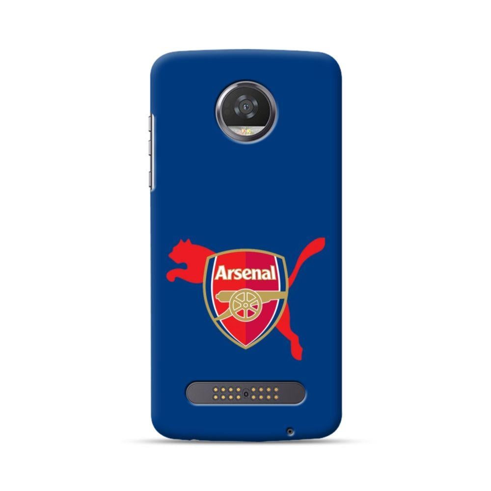 Blue Motorola Logo - Arsenal Logo Leopard Blue Motorola Moto Z3 Case | CaseFormula