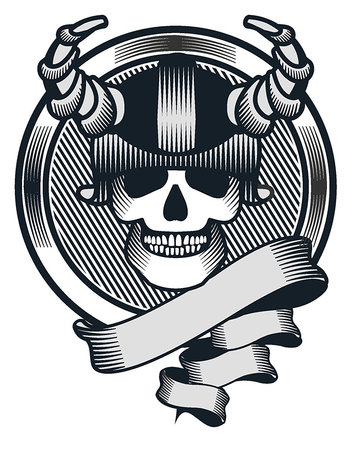Black Viking Logo - Amazon.com: Black and White Viking Skull Emblem Logo Icon Vinyl ...