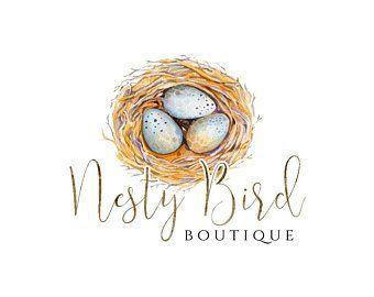 3 Birds in a Nest Logo - Bird nest logo Bird logo design Eggs logo 3 eggs Nesting | Etsy