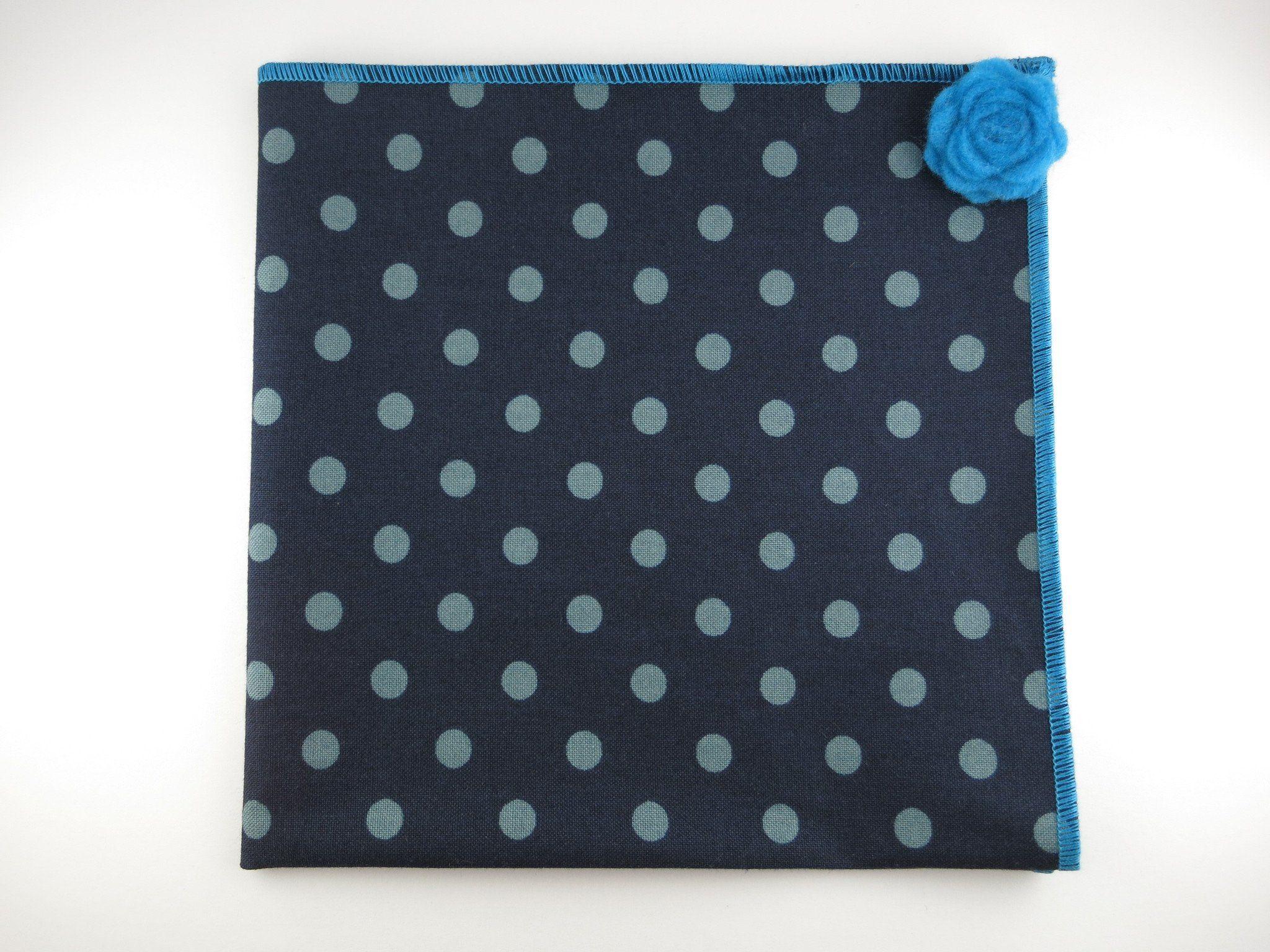 Blue Dots Square Logo - Pocket Square, Navy/Blue Dots with Rosette Pin Combo – SuitedMan