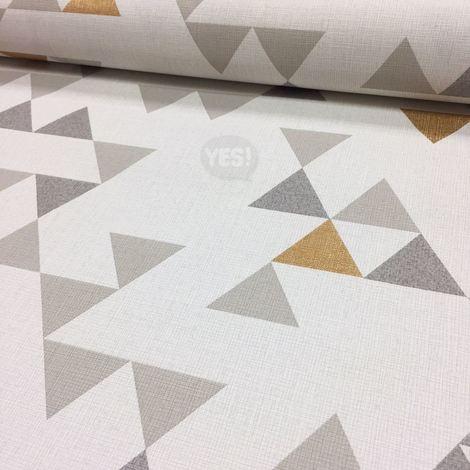 Beige Triangle Logo - Geometric Triangle Wallpaper Retro Textured Vinyl Beige Grey