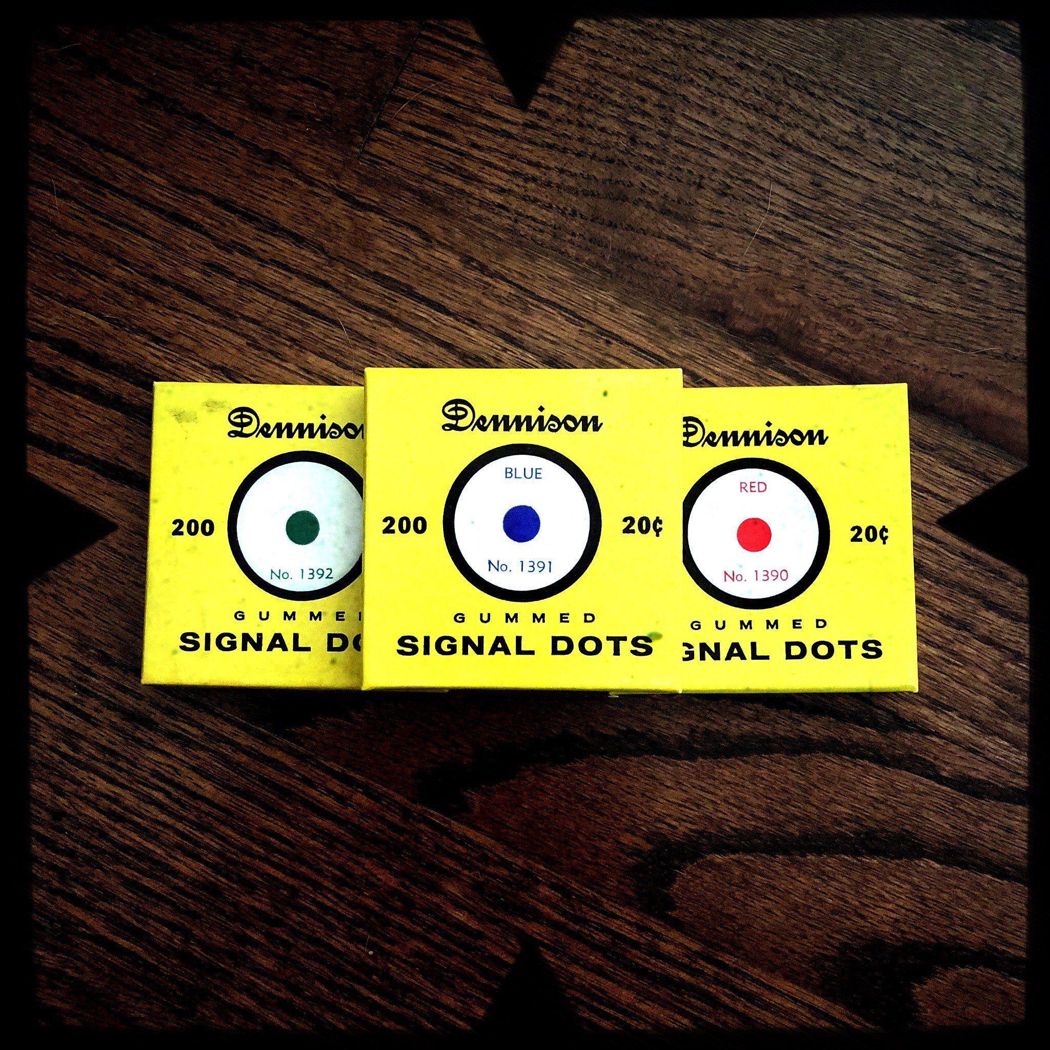 Blue Dots Square Logo - 1pkg VINTAGE DENNISON SEALS Gummed Signal Dots Original Box Labels ...