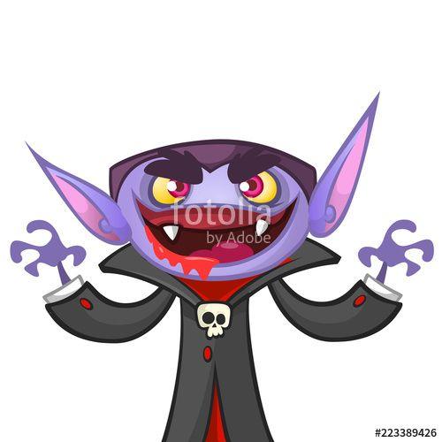 Cute Vampire Logo - Cute cartoon vampire with red eyes. Vector illustration of dracula