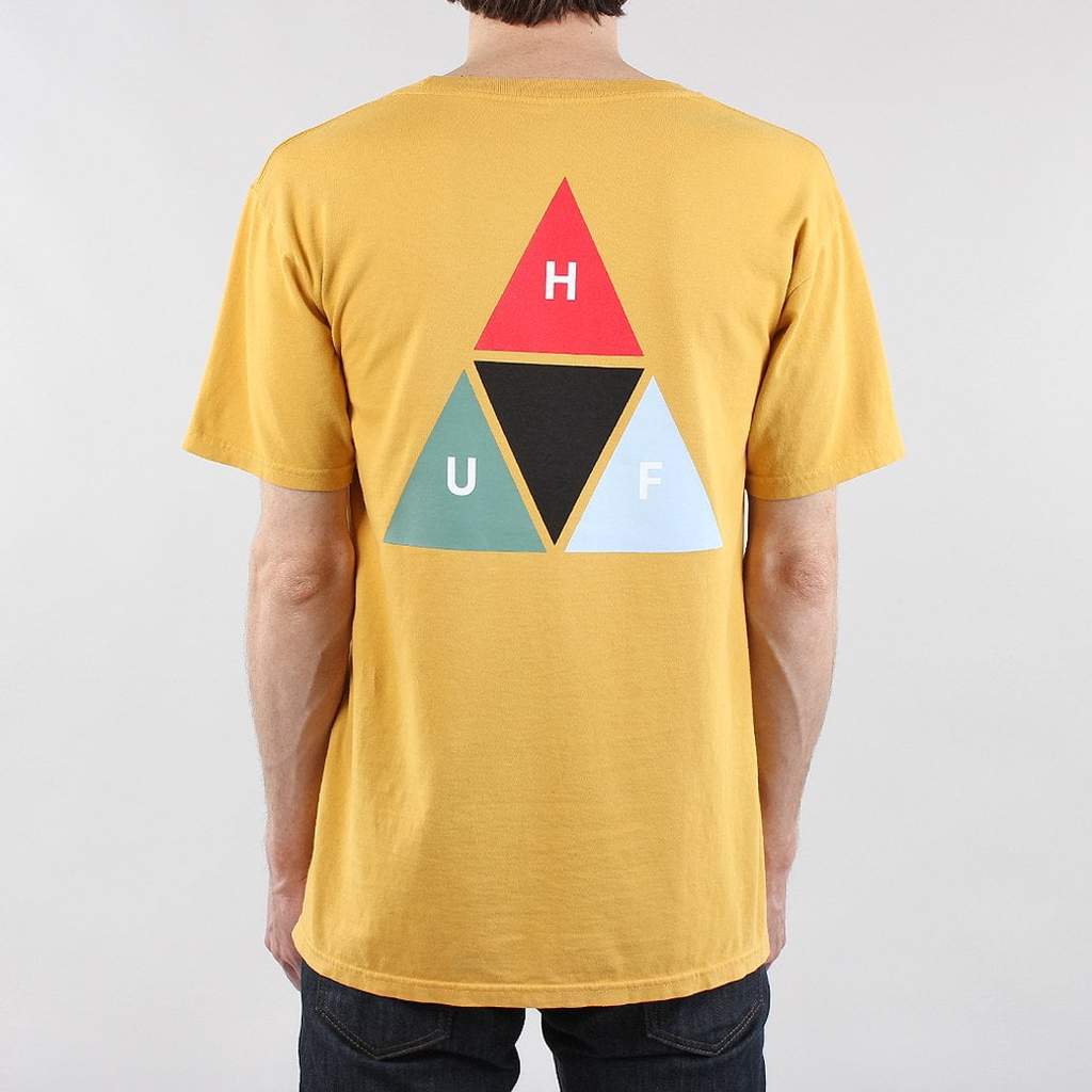 Beige Triangle Logo - HUF Prism Triangle T Shirt Yellow