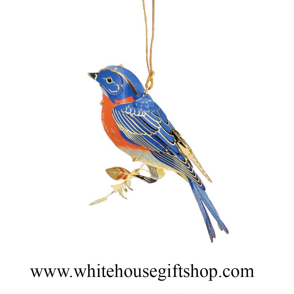 Gold and Blue Bird Logo - Blue Bird Ornament, Summer Sale, 24KT Gold Plated, White House